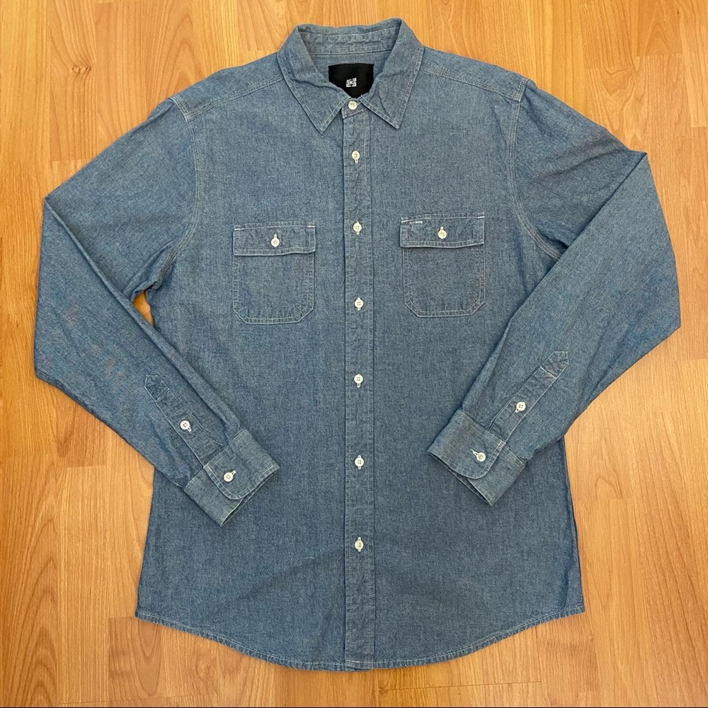 Vintage Krew Men’s Y2K Denim Button Up Shirt Large